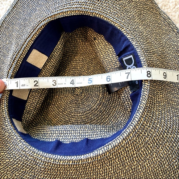 D&Y Navy/Brown Combo 100% Paper Floppy Sun Hat - Picture 12 of 13